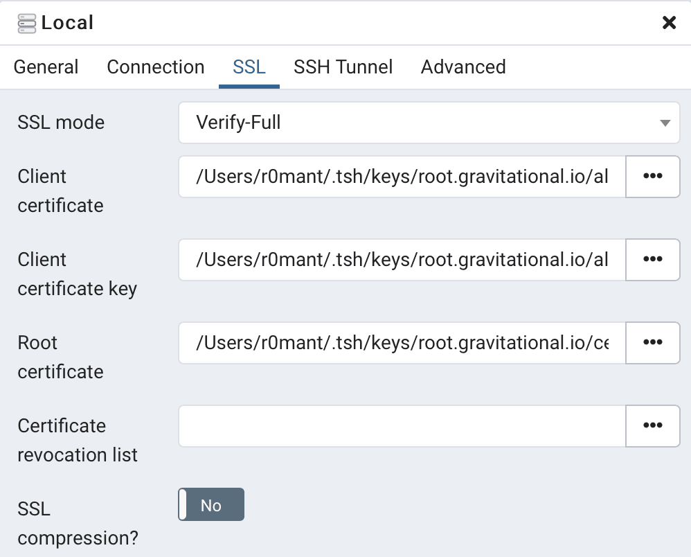 pgAdmin SSL